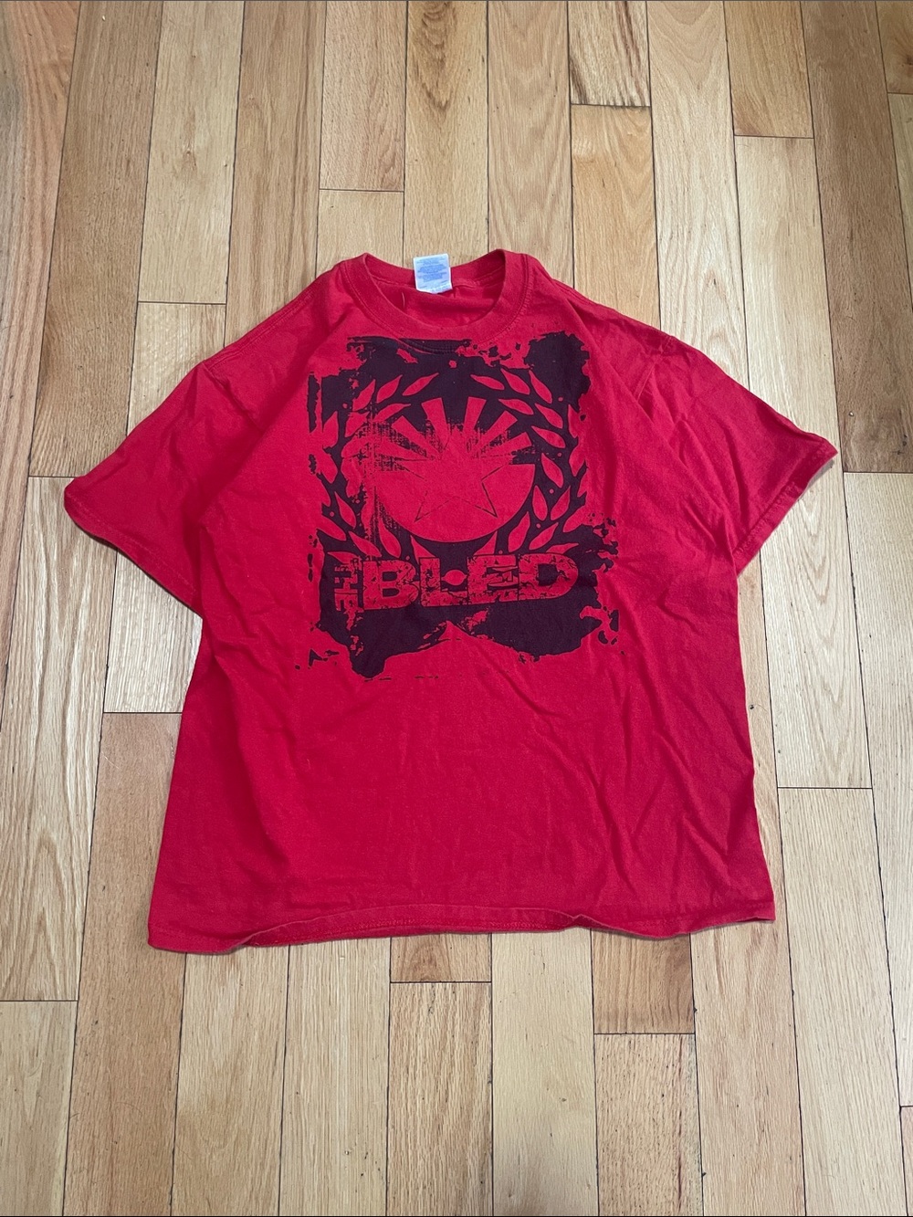 Gildan Red Short-Sleeve Men’s Tee with Black Graphic